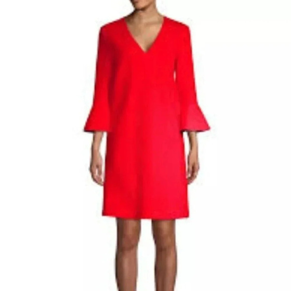 Escada Sport Darielle Bell Sleeve Tulip Rouge  Dress XS - Picture 2 of 13